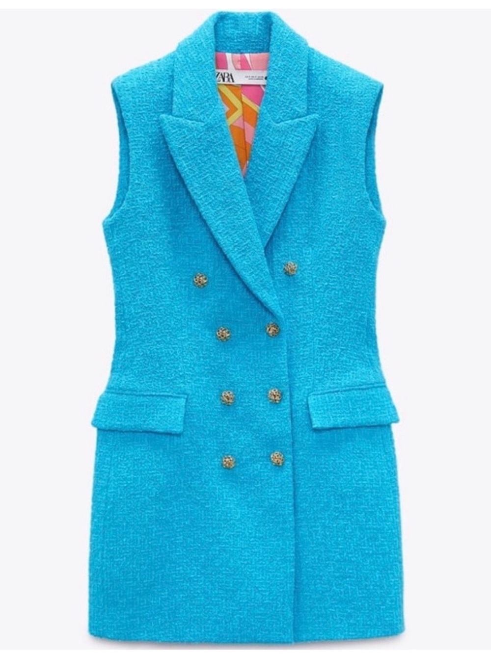 NWT Zara Double Breasted Textured Blazer Dress Size Small